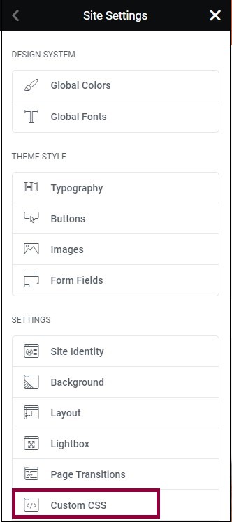 Select custom css from the menu 1 Add custom CSS 11