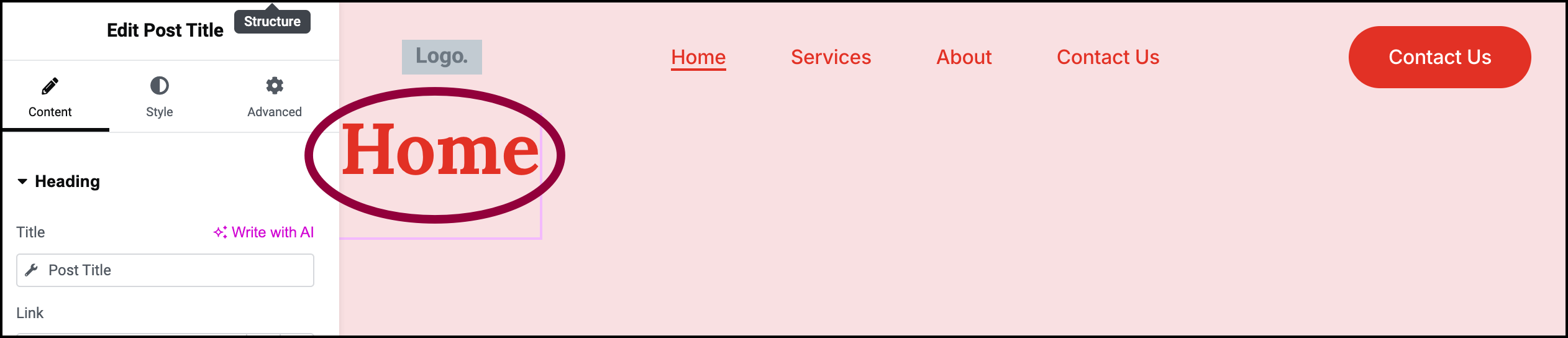 12 title widget Create a single page template using Flexbox containers 23