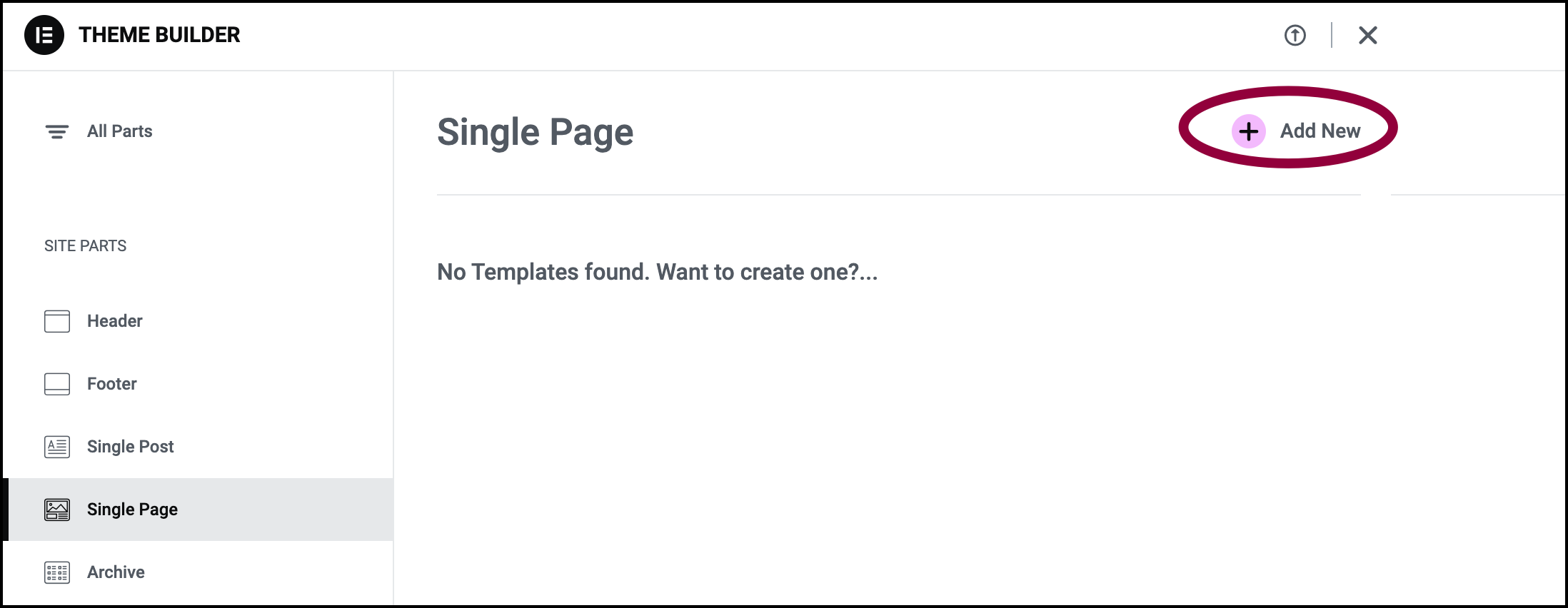 3 clikc add new Create a single page template using Flexbox containers 5