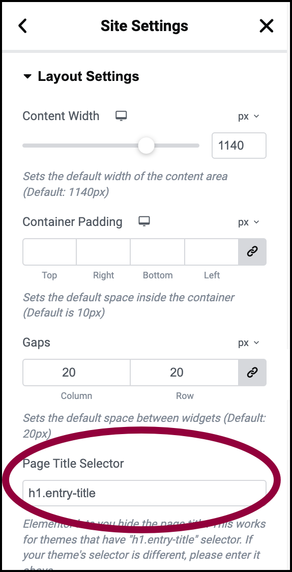 7 the page title selector field Hide page titles 11