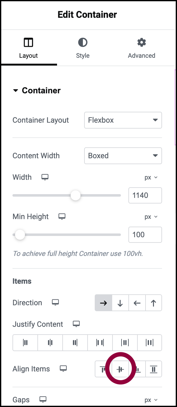 9 Align items Create a single page template using Flexbox containers 19