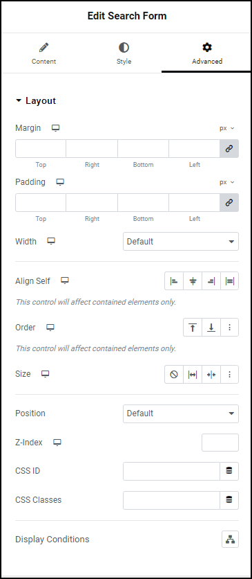 Advanced tab Search Form widget 29