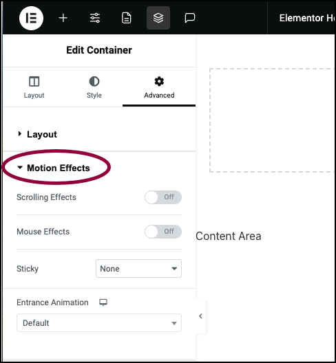 Expand Motion Effects2 Create a sticky header 5