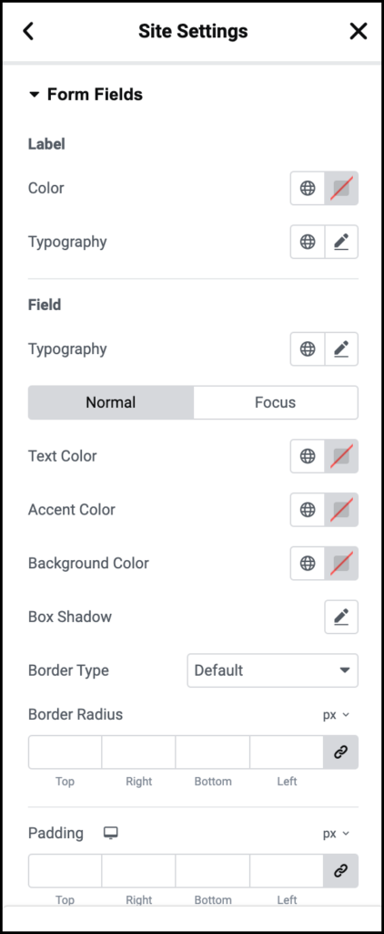 Form fields options Set a Theme Style 13