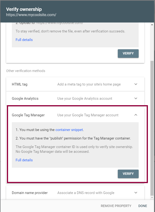 image 136 Verify your site with Google Search Console using Google Tag Manager 19