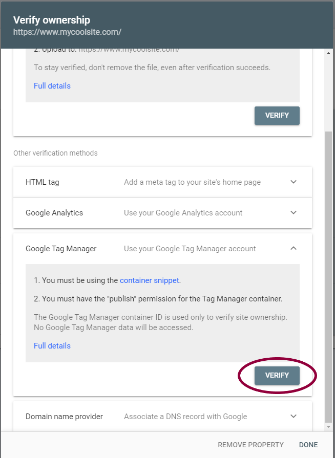 image 137 Verify your site with Google Search Console using Google Tag Manager 21