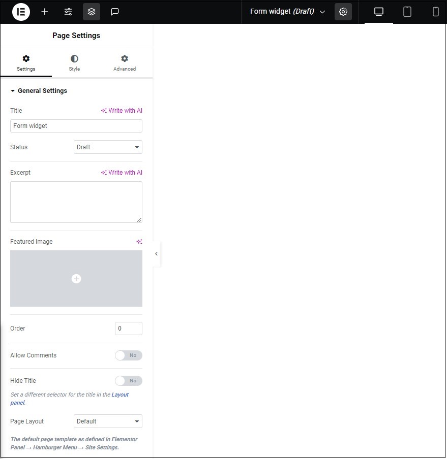 2 The Pages settings menu will appear in the panel redone Configure page settings 77