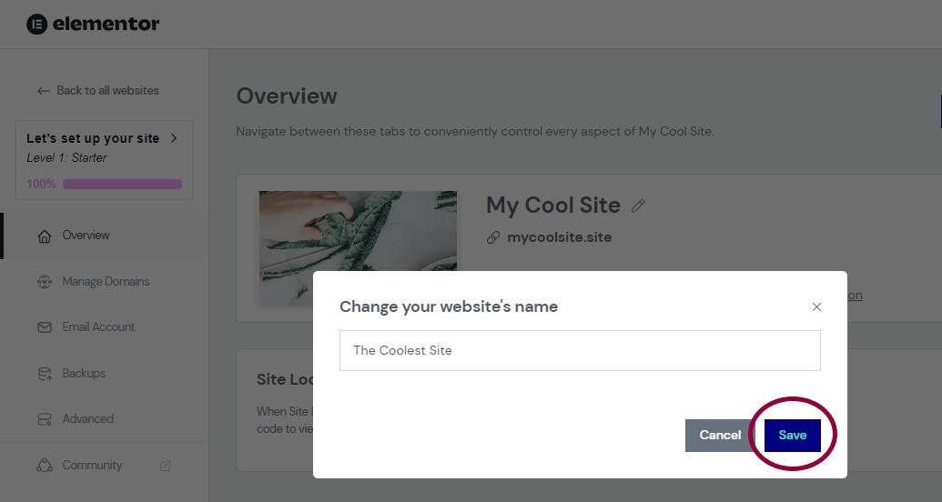 image 3 Change your Elementor Hosting website name 13