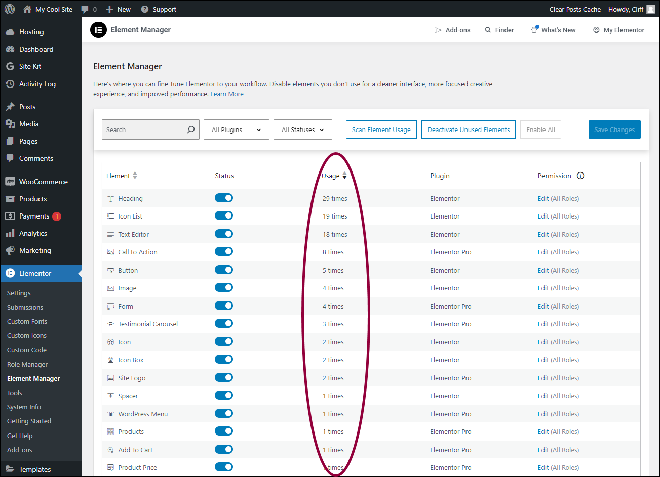 2 Usage numbers Element Manager 45