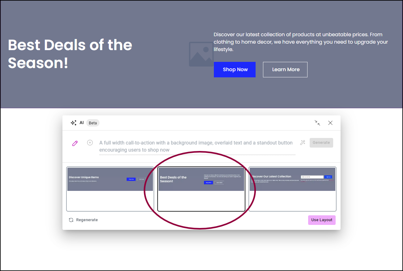 6 to use one of the generated options Create containers with AI 45