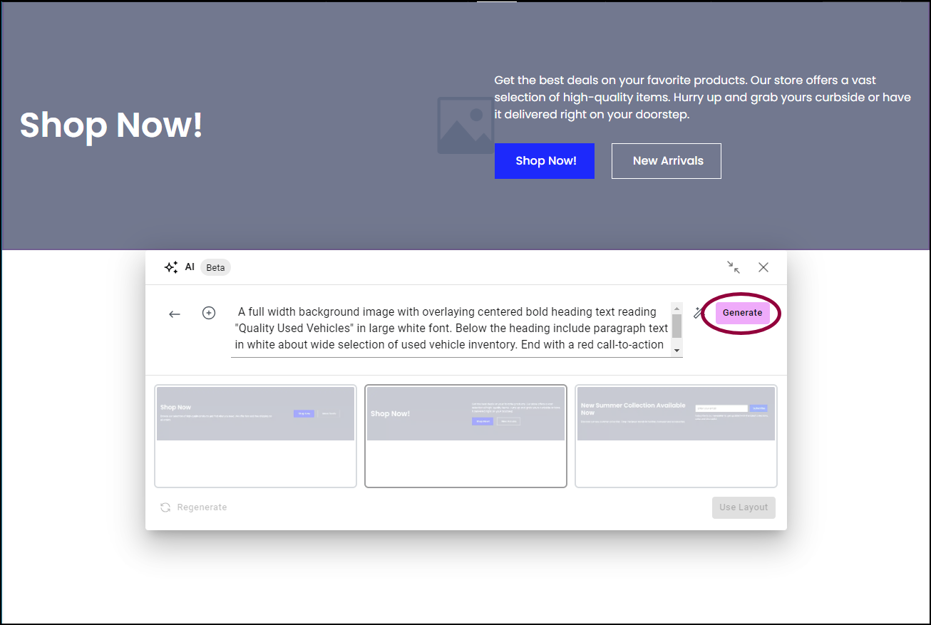 Enhance the prompt Create containers with AI 59