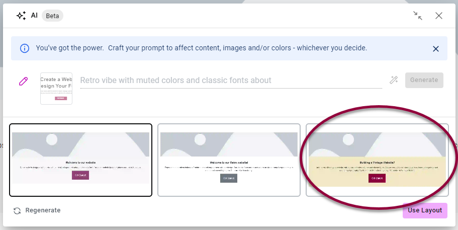 11 select an option Use AI to create containers based on an existing page 55