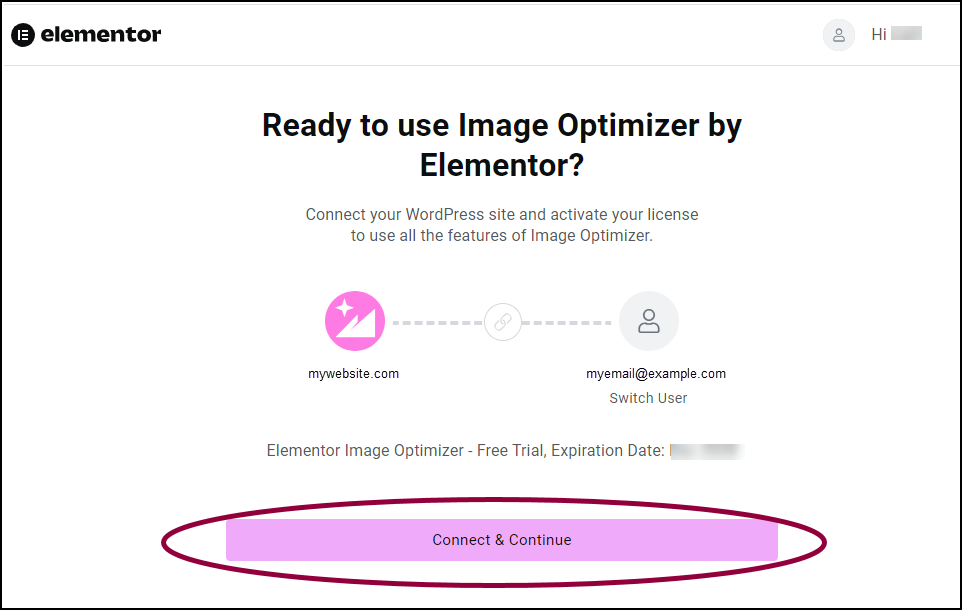 Click Connect and Continue Install, activate and connect the Image Optimizer 13