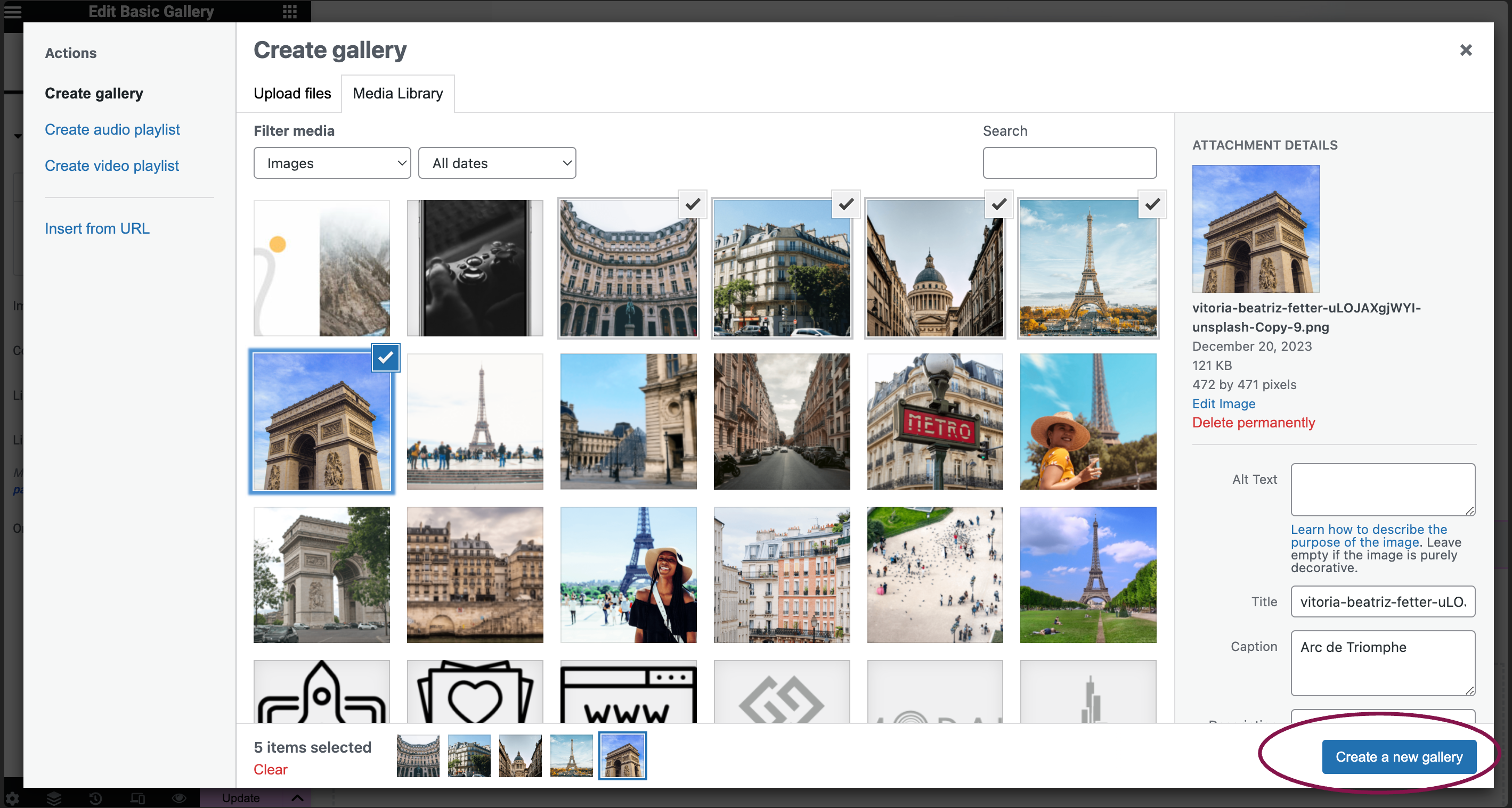 create a new gallery 1 Basic Gallery widget 151