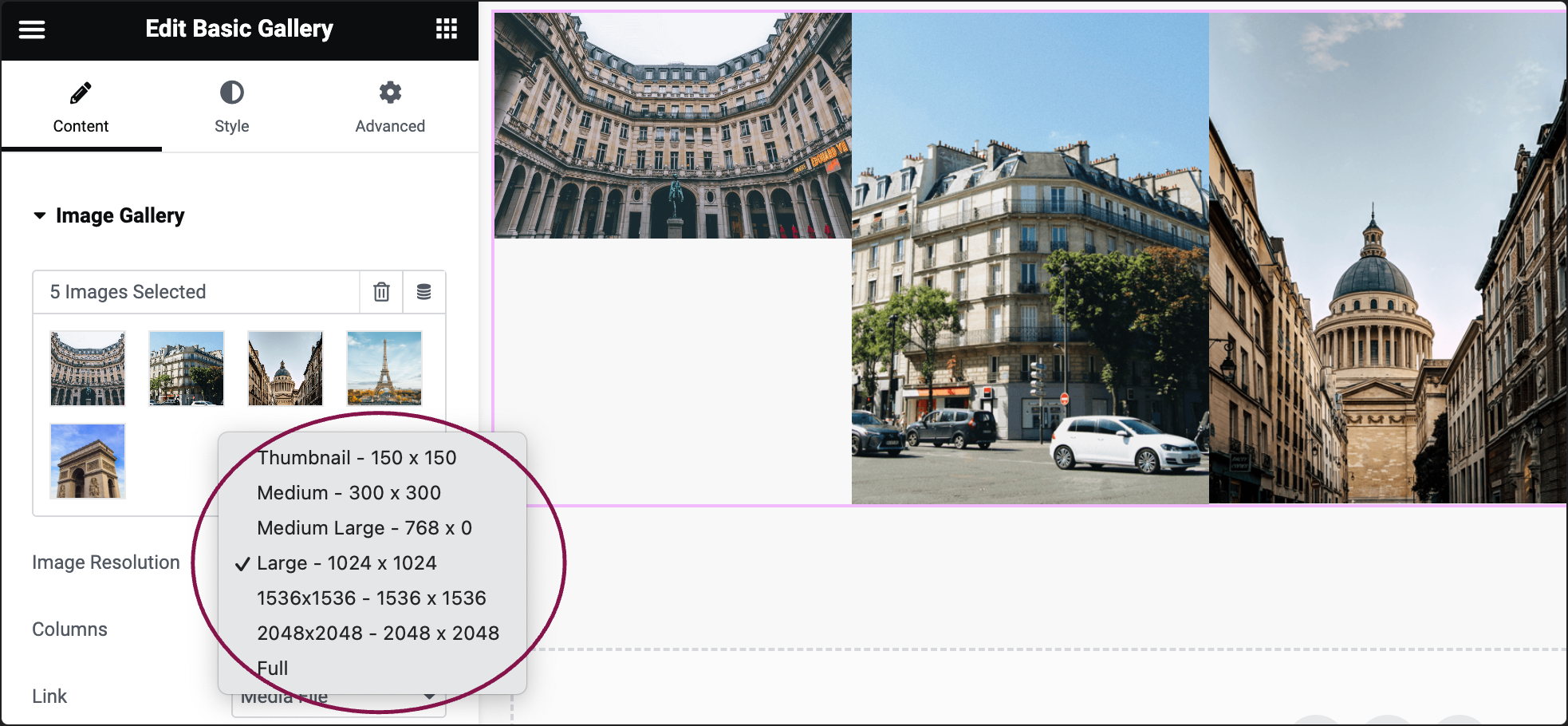 image resolution 1 Basic Gallery widget 155