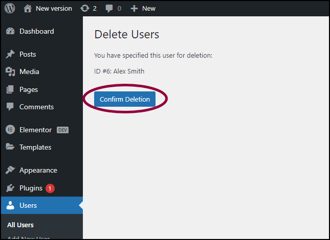 image 39 Delete a WordPress user account 13