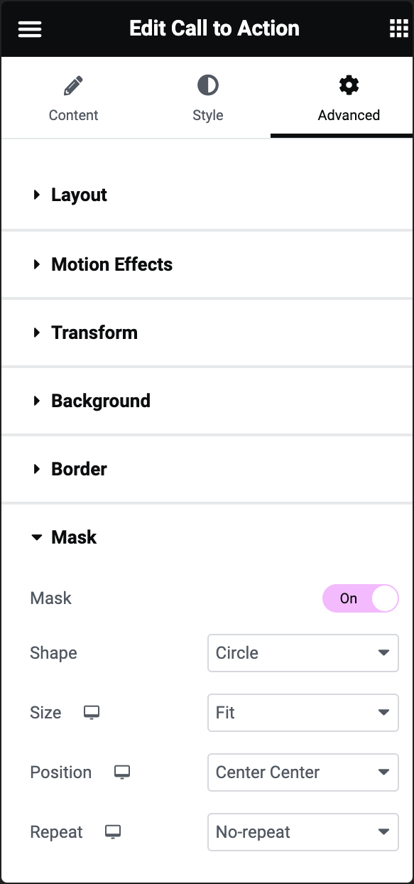 mask Advanced tab 11