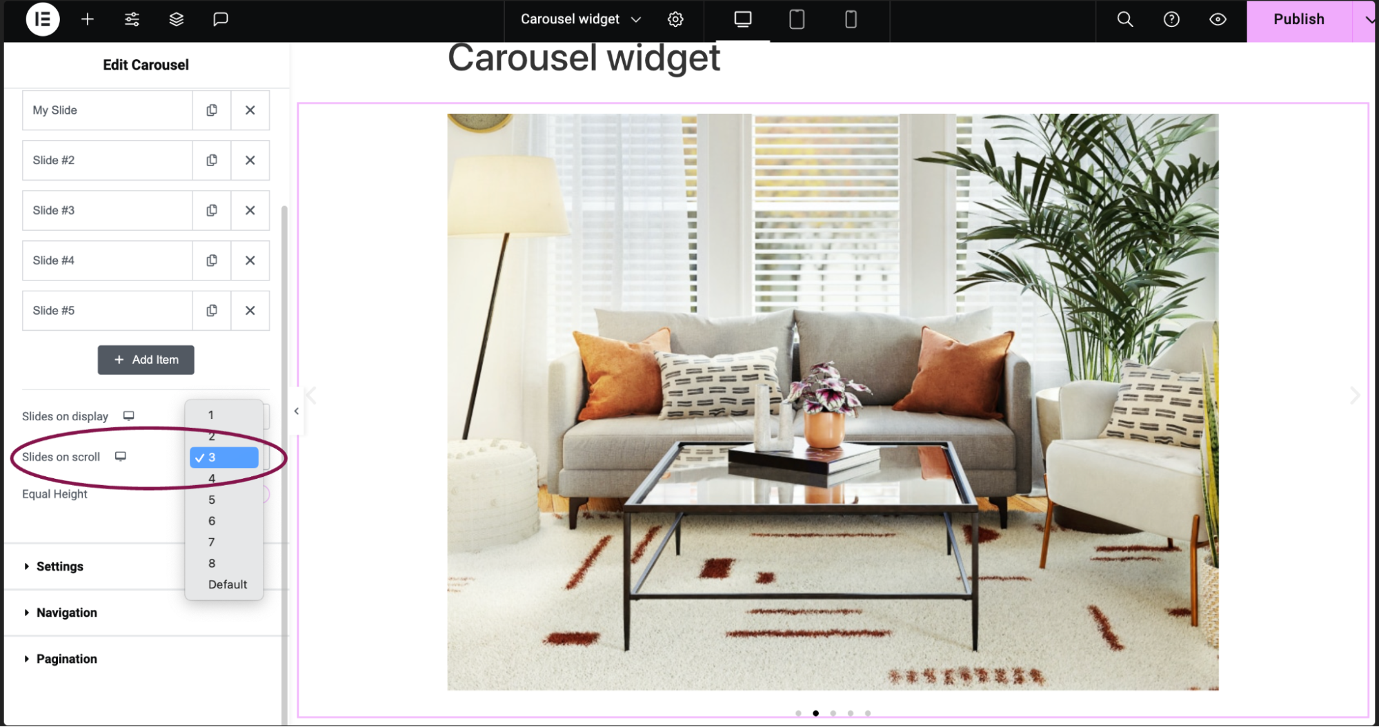 Carousel widget 5 Carousel widget 444