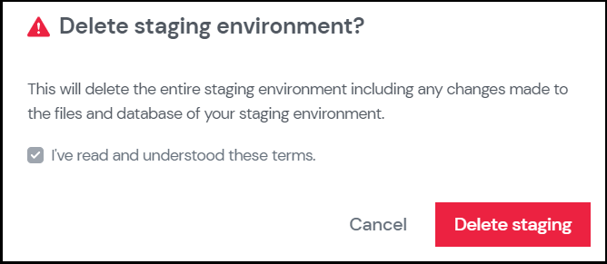 Delete a staging site 4