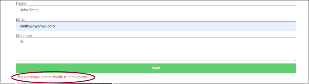 “Not Visible For Site Visitors” error on submitting form