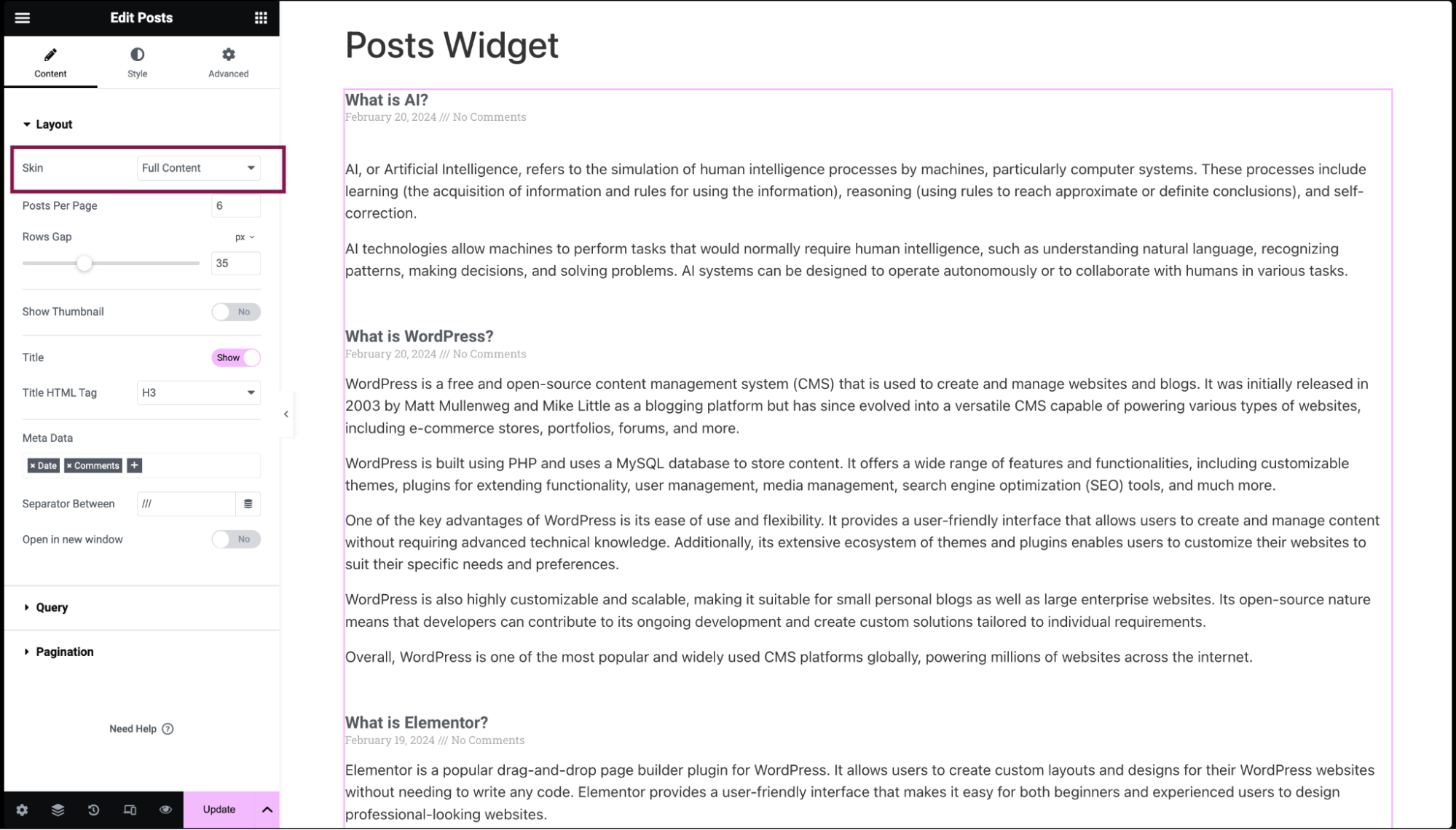 Posts widget 9