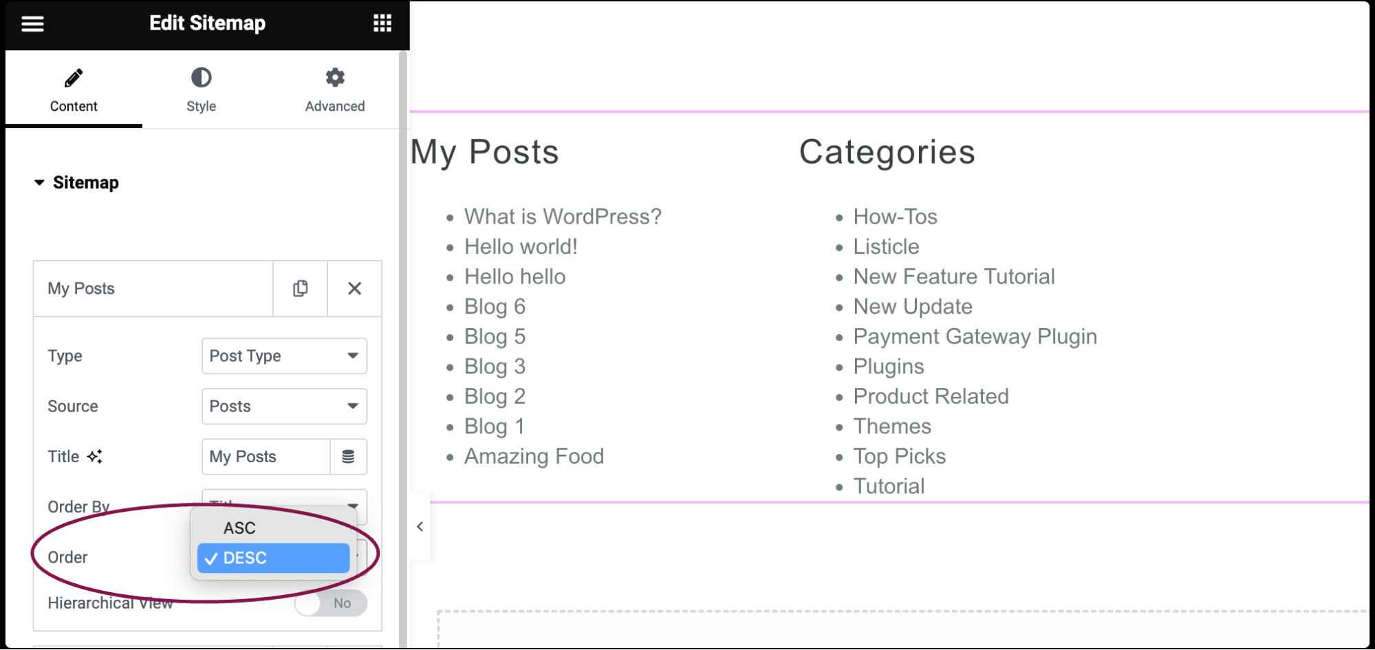 Sitemap widget 1