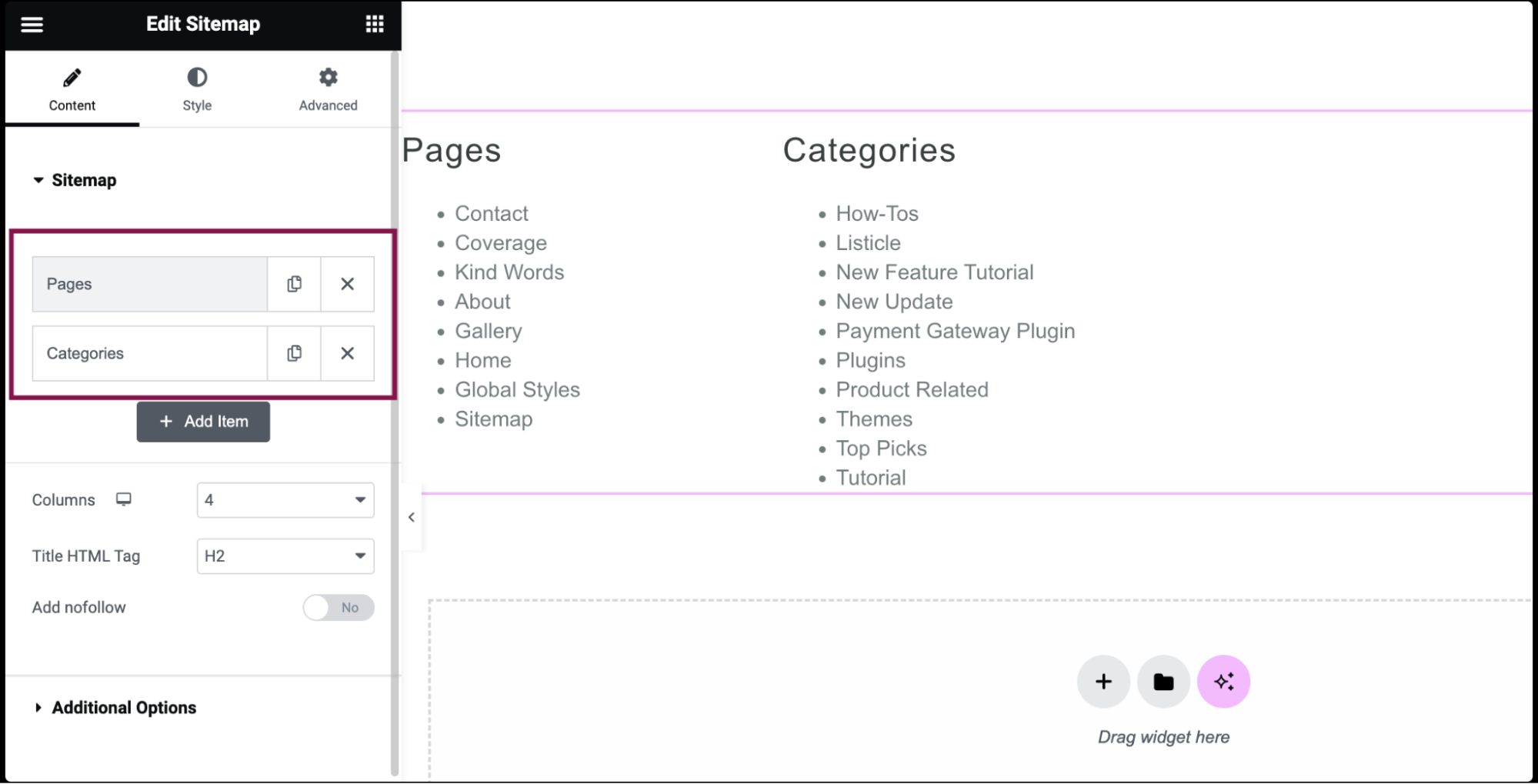 Sitemap widget 10