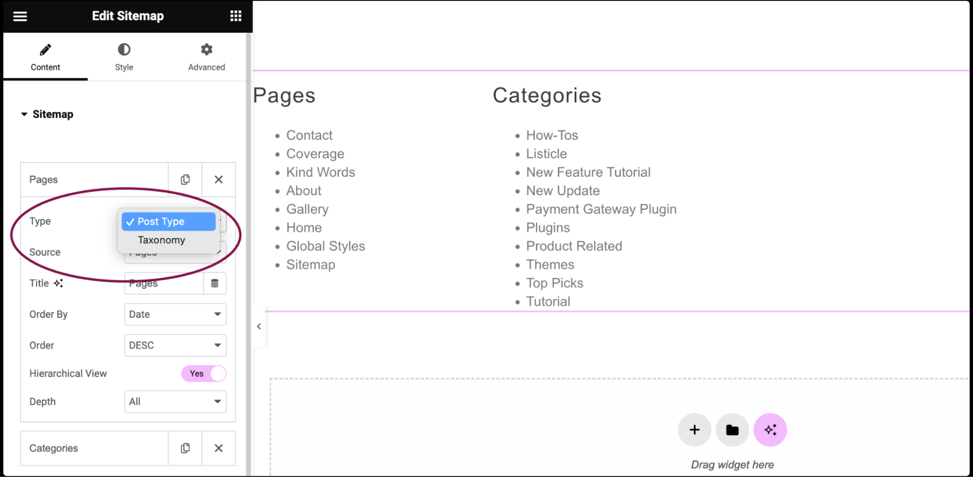 Sitemap widget 16