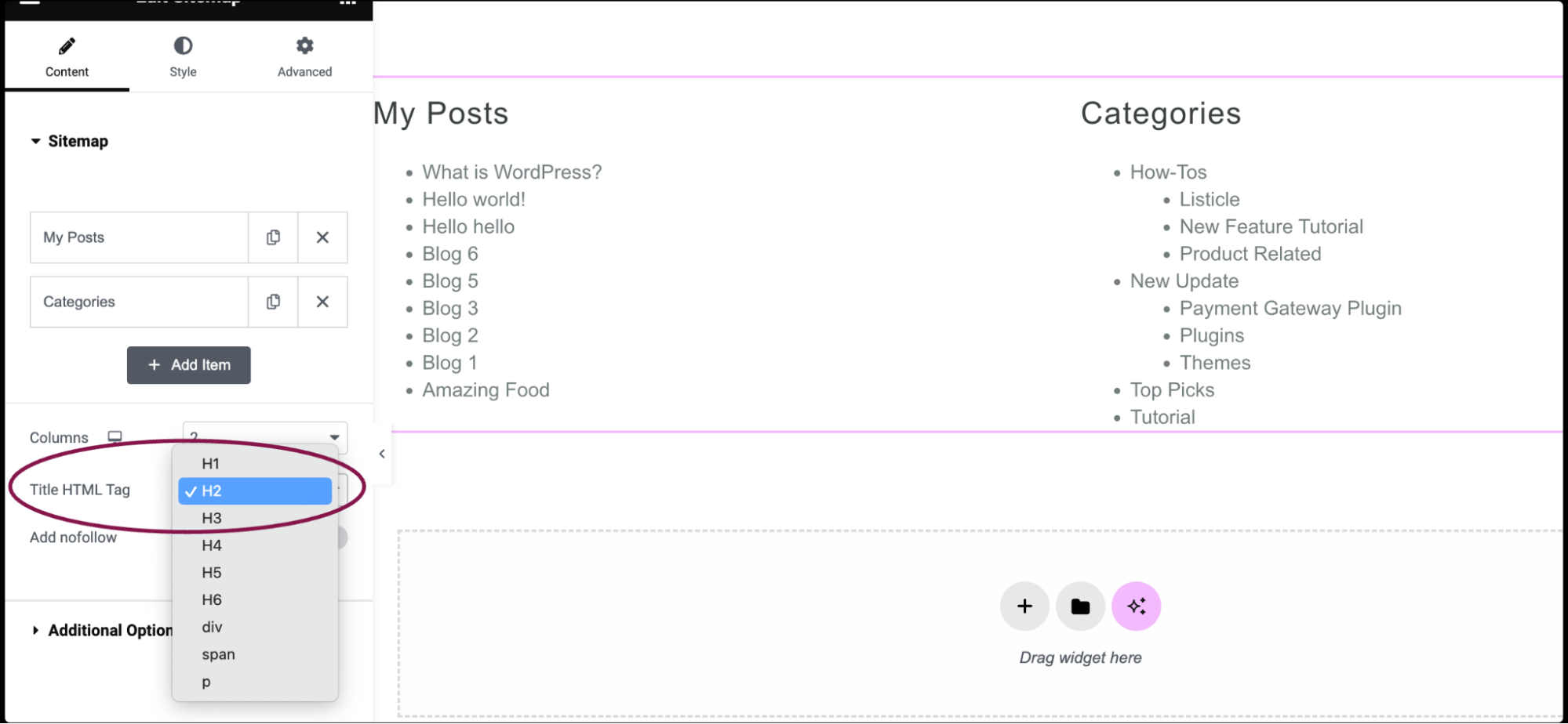 Sitemap widget 19