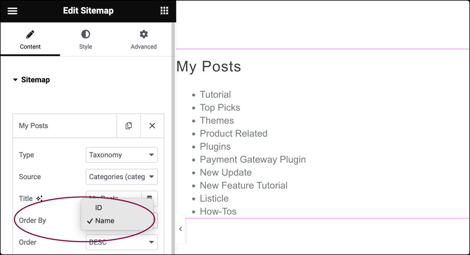 Sitemap widget 2