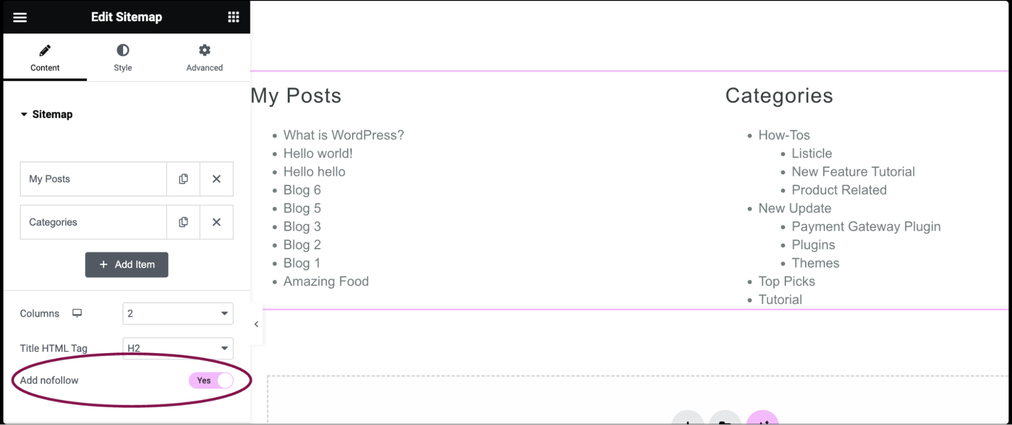 Sitemap widget 20