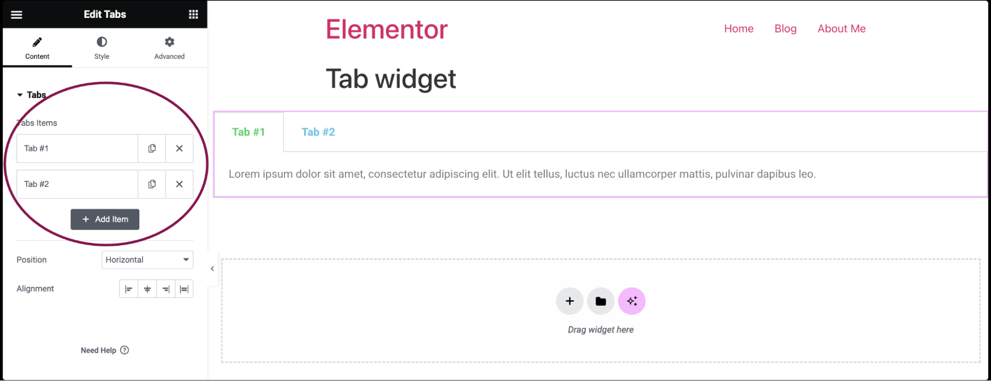 Tabs widget 1