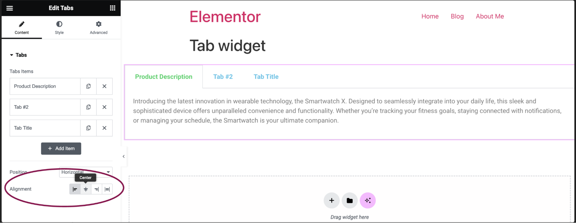 Tabs widget 9