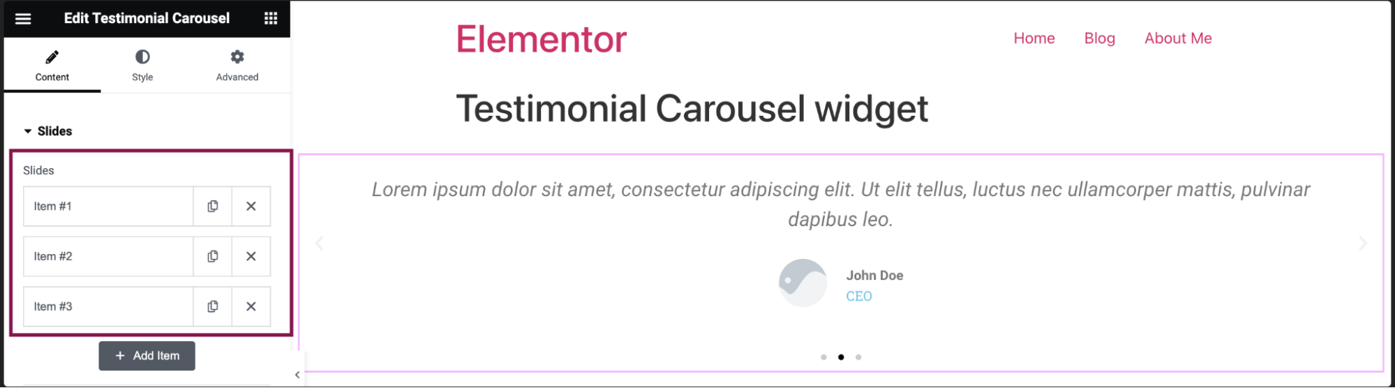 Testimonial Carousel widget 16