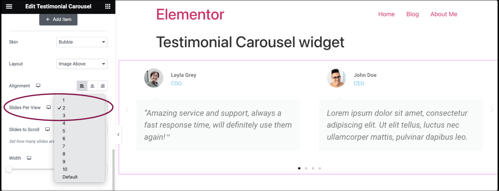 Testimonial Carousel widget 25