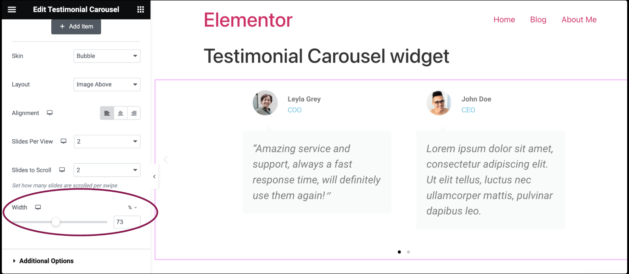 Testimonial Carousel widget 4