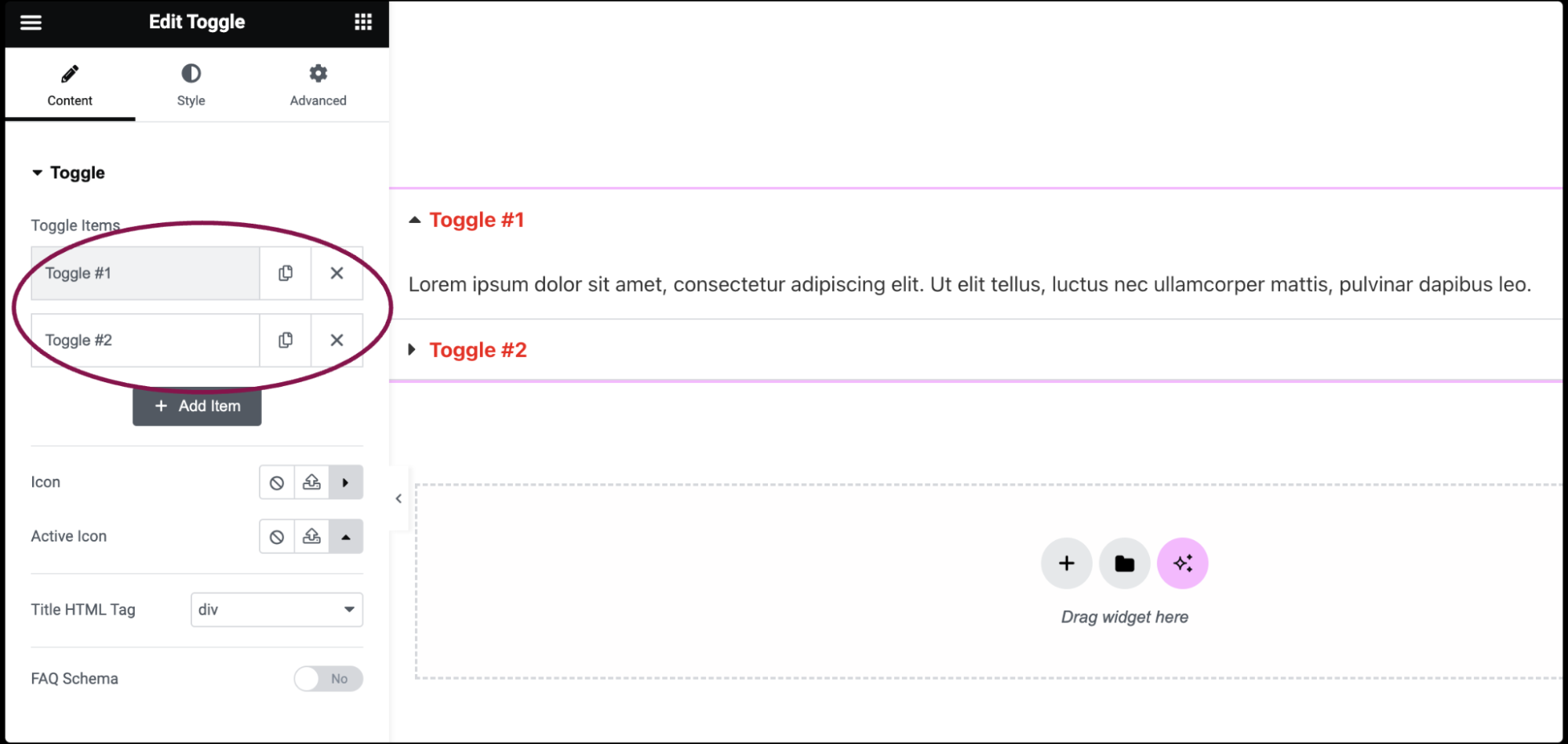 Toggle widget 12