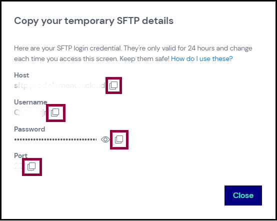 Transfer files to an Elementor hosted site 1