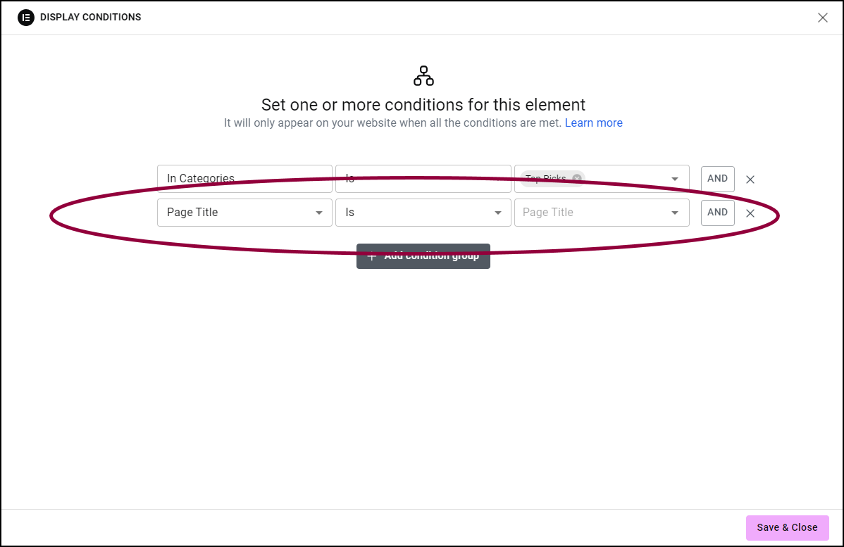 image 1 Show and hide elements on a page (Display Conditions) 17