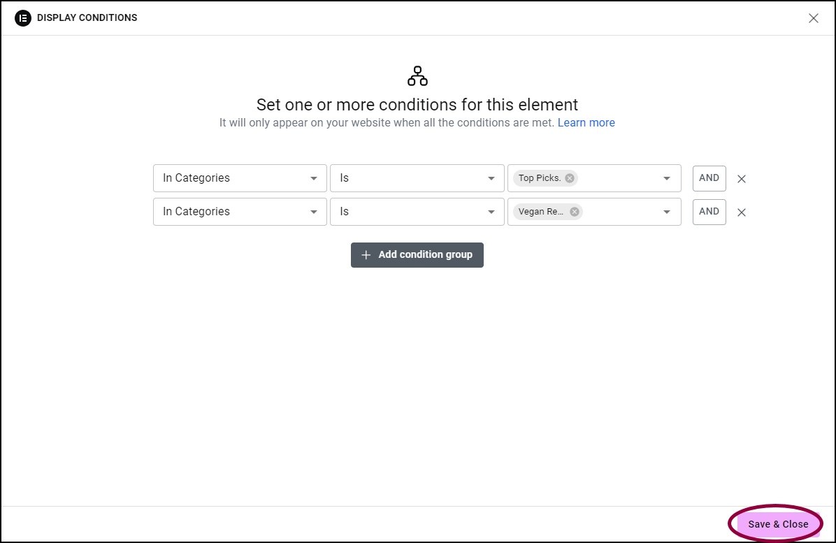 image 3 Show and hide elements on a page (Display Conditions) 21