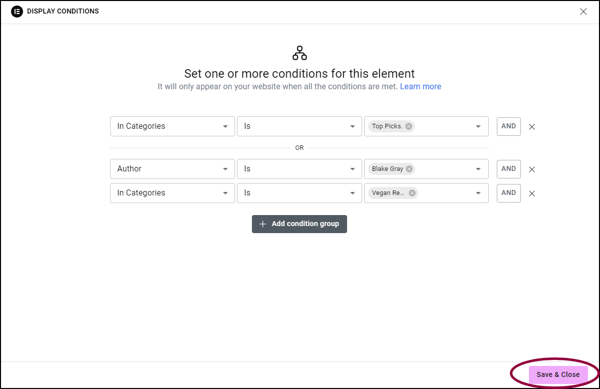 image 8 Show and hide elements on a page (Display Conditions) 29