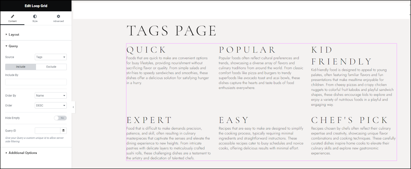 image 70 Create a tags page using the Loop Grid or Loop Carousel 7