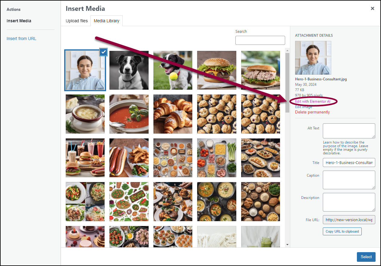 image 17 Generate and edit images in the Media Library using Elementor AI 23