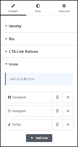 Content Icons Link In Bio widgets 2181