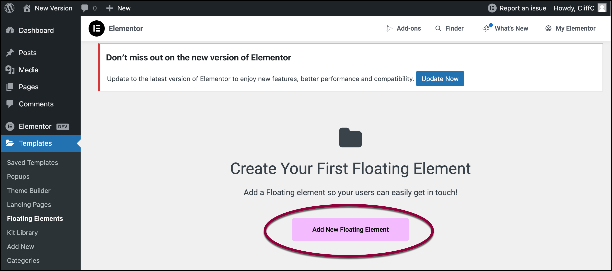 Click Add Floating Element Add a Floating Button to your site 149