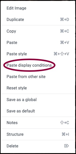 Paste Display conditions Copy and clear display conditions 3