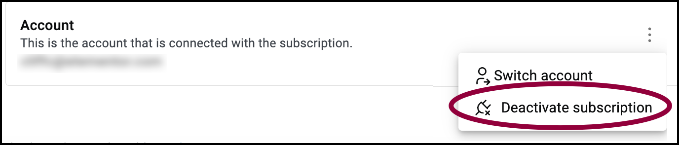 Account section deactivate Deactivate your subscription 11