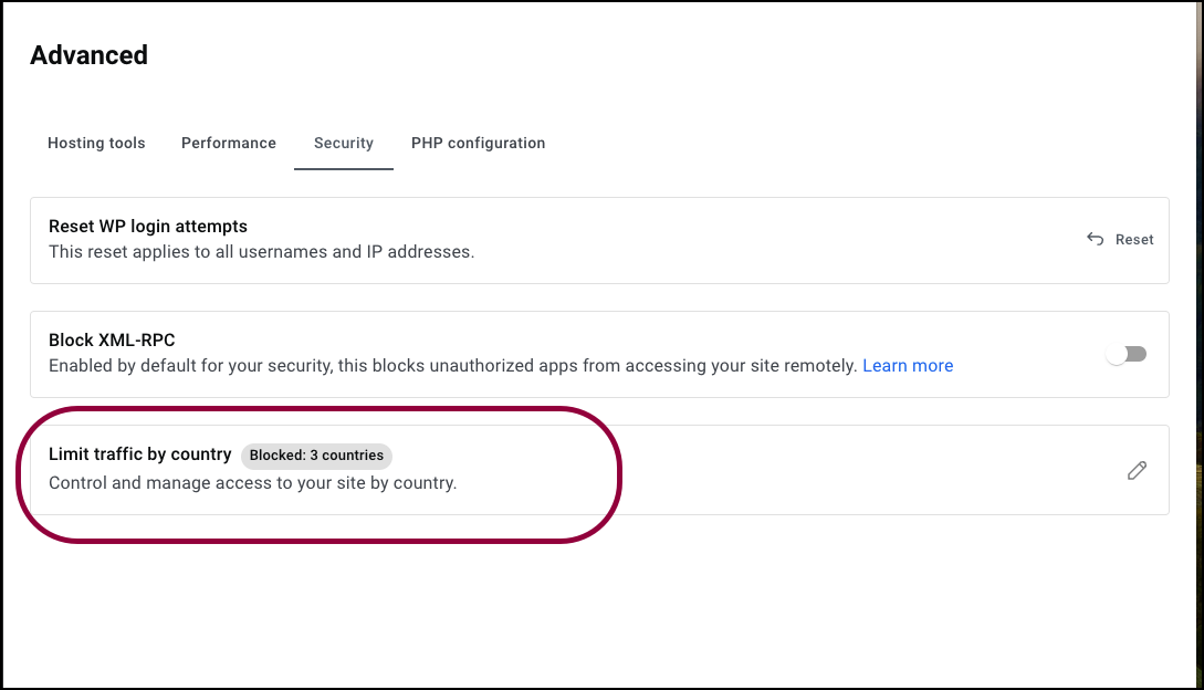 Blocked countries Block certain visitors from accessing your site 23