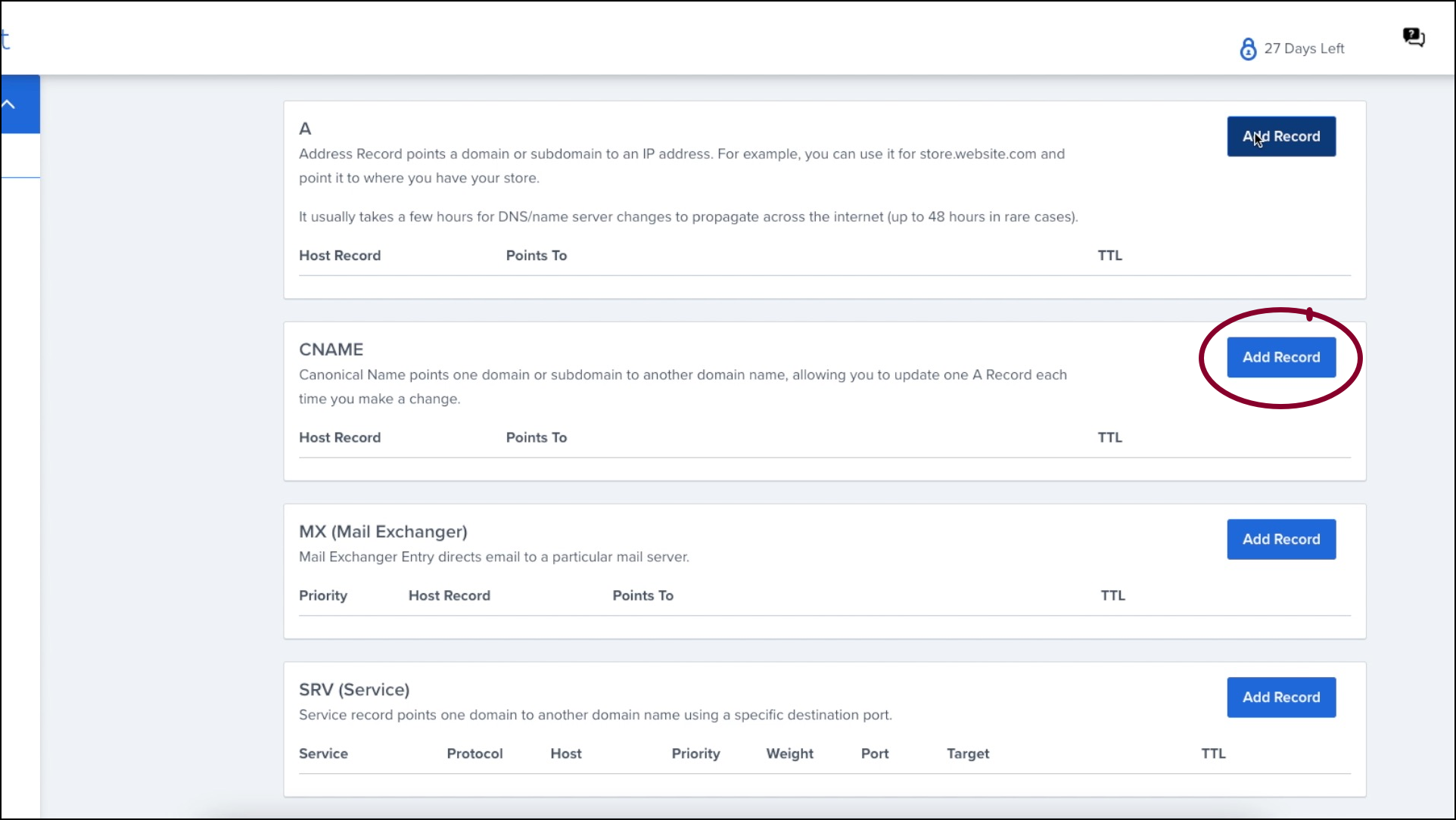 Click Add Record Connect a custom domain using Bluehost 27