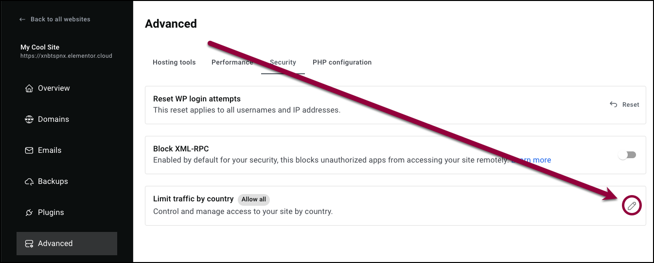 Click the pencil icon 1 Block certain visitors from accessing your site 7